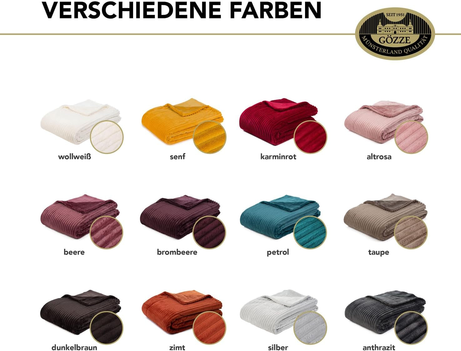 Gözze stuetæppe i fløjlslook, 150 X 200 cm, hvid uld, 40067-00-150200 Senge og tæpper Besuche den Gözze-Store