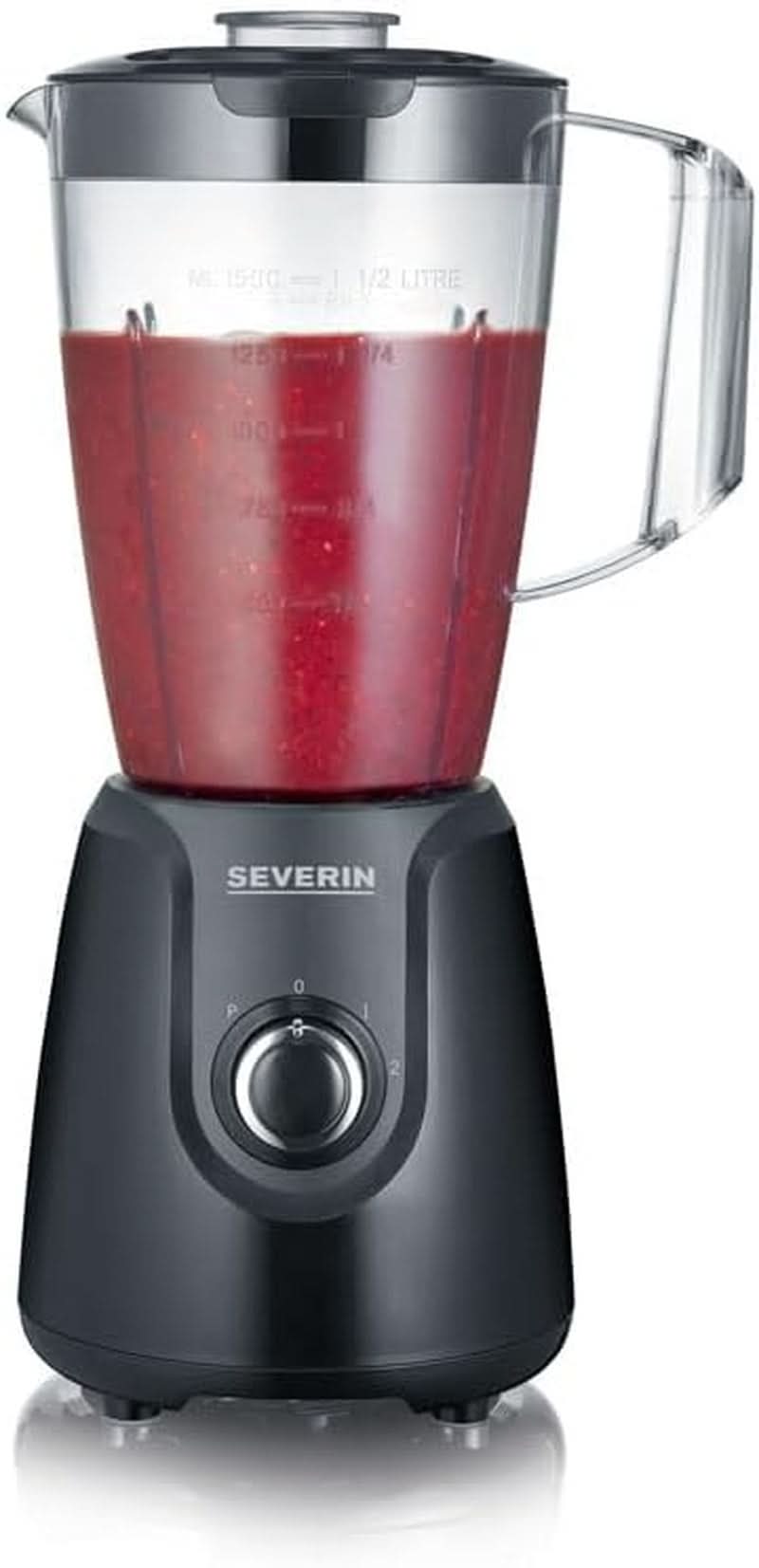 SEVERIN Standmixer Mit 1,5 L Mixbehälter Aus Tritan, Mixer Mit 2 Stufen og Pulse-Funktion, Leistungsstarker Küchenmixer Mit Edelstahlmesser, 600 W, Schwarz, SM 3707 Kitchen Naty Shop