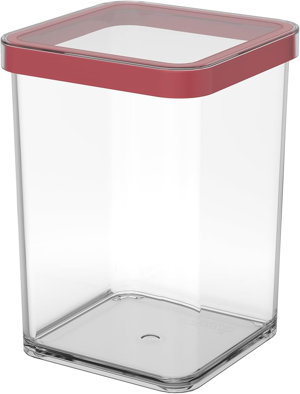 Rotho Loftsæt med 5 opbevaringskrukker med låg, forskellige størrelser, BPA-fri madplast (PP), gennemsigtig/rød, (21,4 x 21,4 x 23,5 cm) madopbevaringsbokse Naty Shop 1 L Firkantet