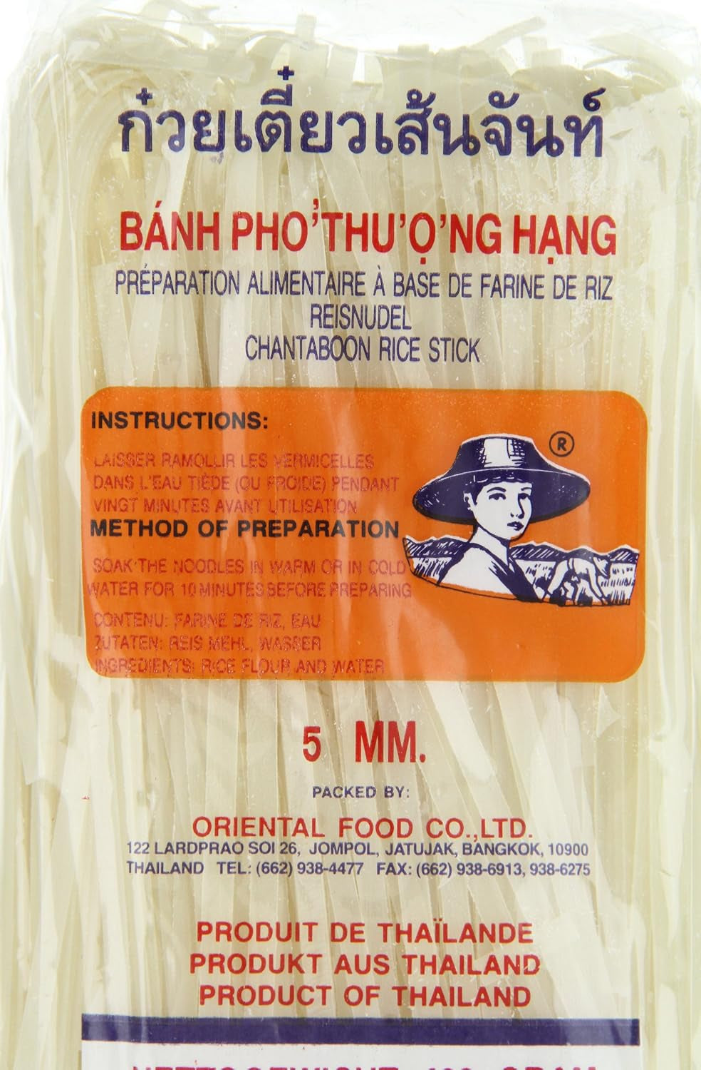Risnudler - Thai, 5 mm brede risbåndsnudler, lavet af rismel - 17 x 400 g