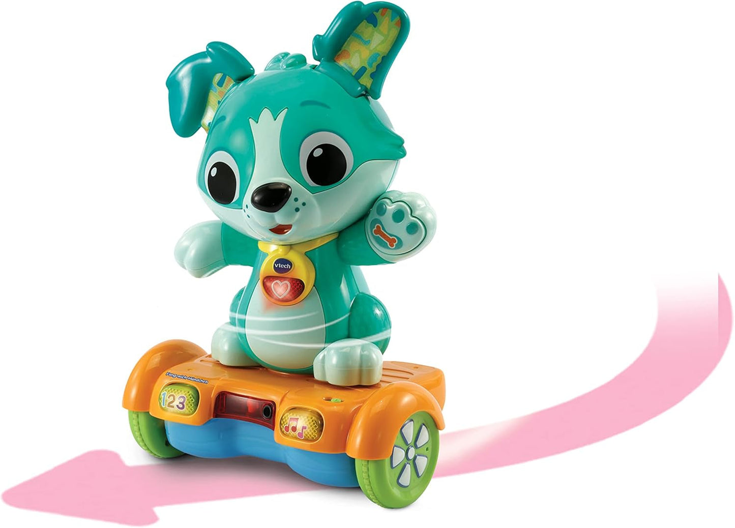 Vtech Baby Catch Me Puppy - Motoriseret hoverboard-hvalp tilskynder til bevægelse - Med bevægelige ører, sange, lyde og læringsindhold - For børn i alderen 12-36 måneder Bebe Toys Naty Shop
