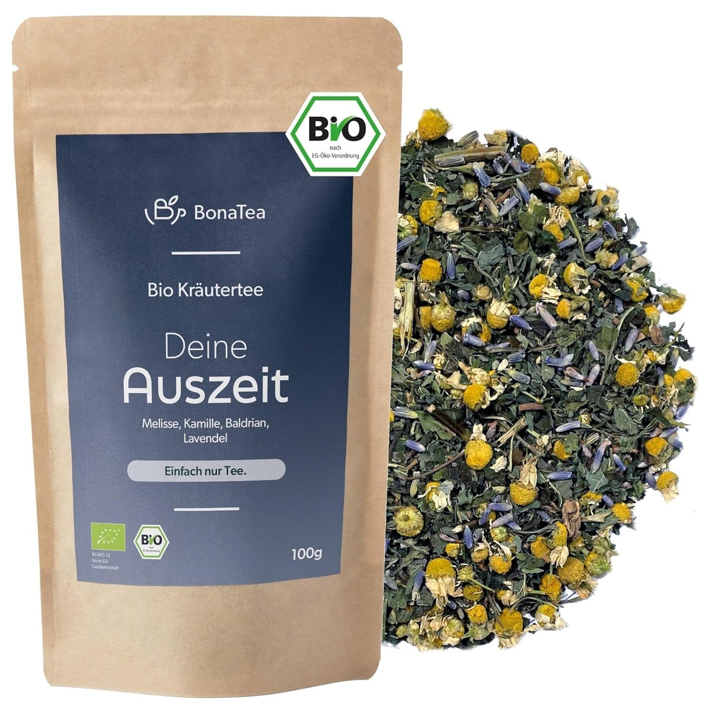 BIO Aftente 100 g - Din pause med baldrian, lavendel, citronmelisse, kamille, urte-blanding til afslapning om aftenen