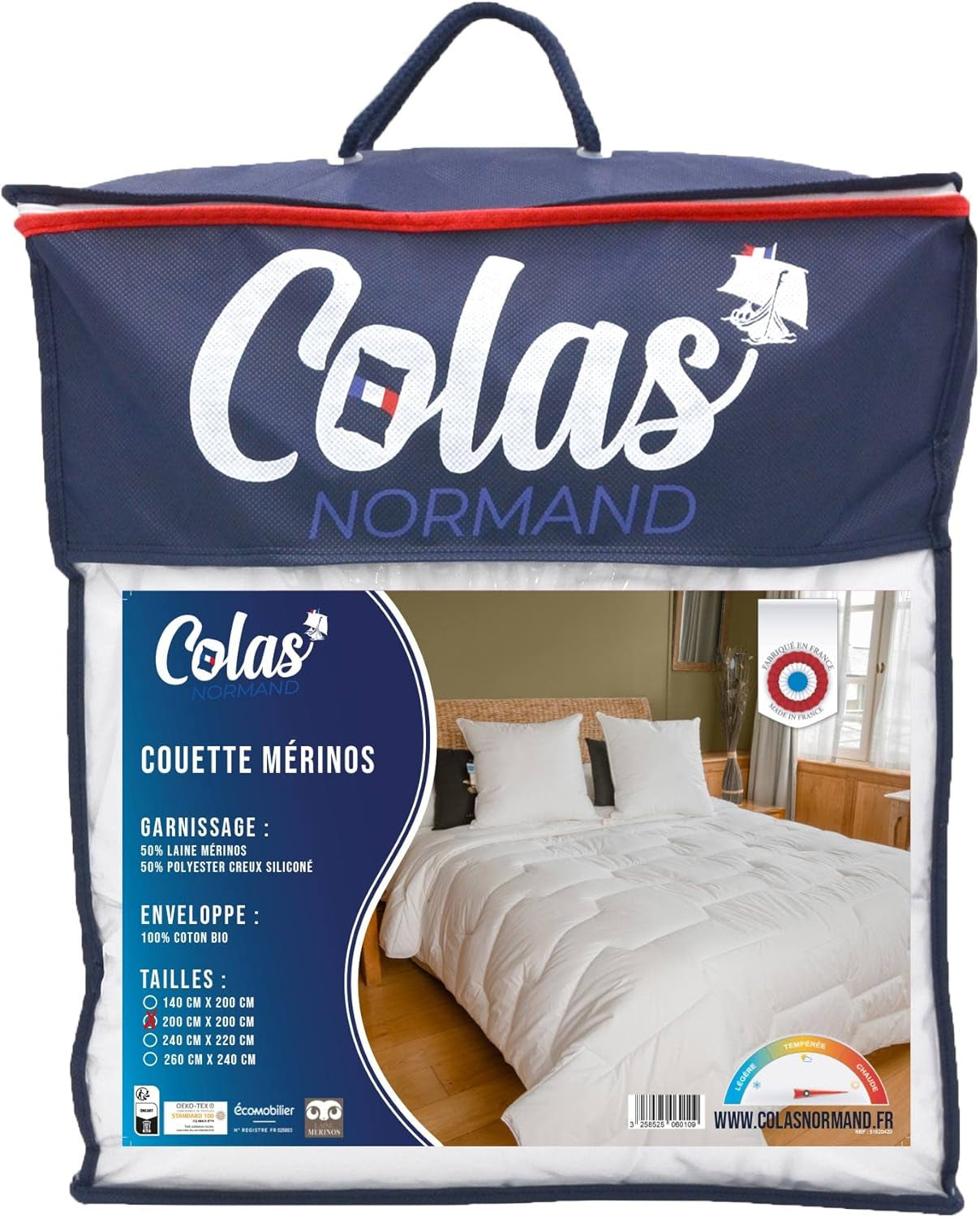 COLAS NORMAND Dyne, 200 X 200 Cm, økologisk bomuld og merinould, varm, maskinvaskbar ved 30 °C Dyner og dyner Naty Shop Standardtitel