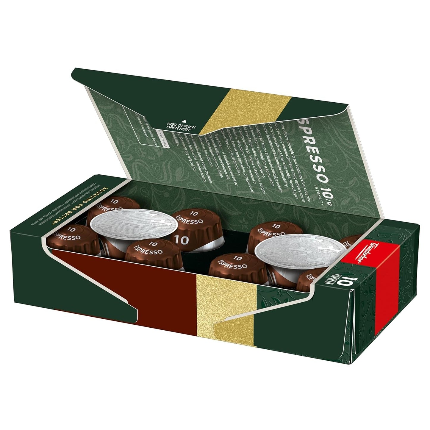 Jacobs Kaffeekapseln Espresso Intenso, Intensität 10/12, 10 x 10 Getränke, Nespresso* kompatibel Kaffee Kapseln, 100 Kapseln
