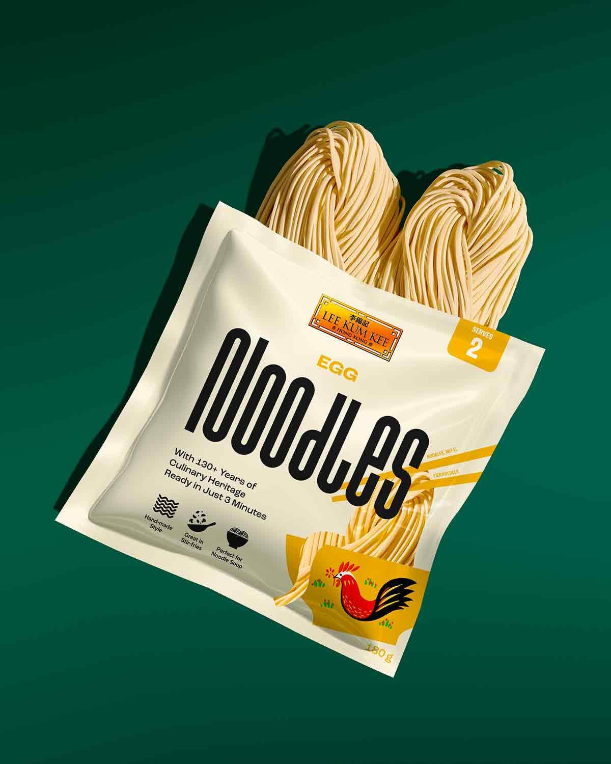 LEE KUM KEE ægnudler - asiatiske ægnudler, klassikerne til wokretter og supper, halvtørre nudler, klar på 3 minutter, to portioner pr. pakke, 6 x 180g multipak