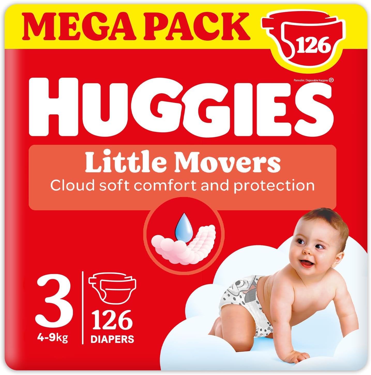 Huggies Ultra Comfort/Little Movers bleer, størrelse 3 (4-9 kg), Disney Design, Absorberende, Fuld beskyttelse, 126 Count