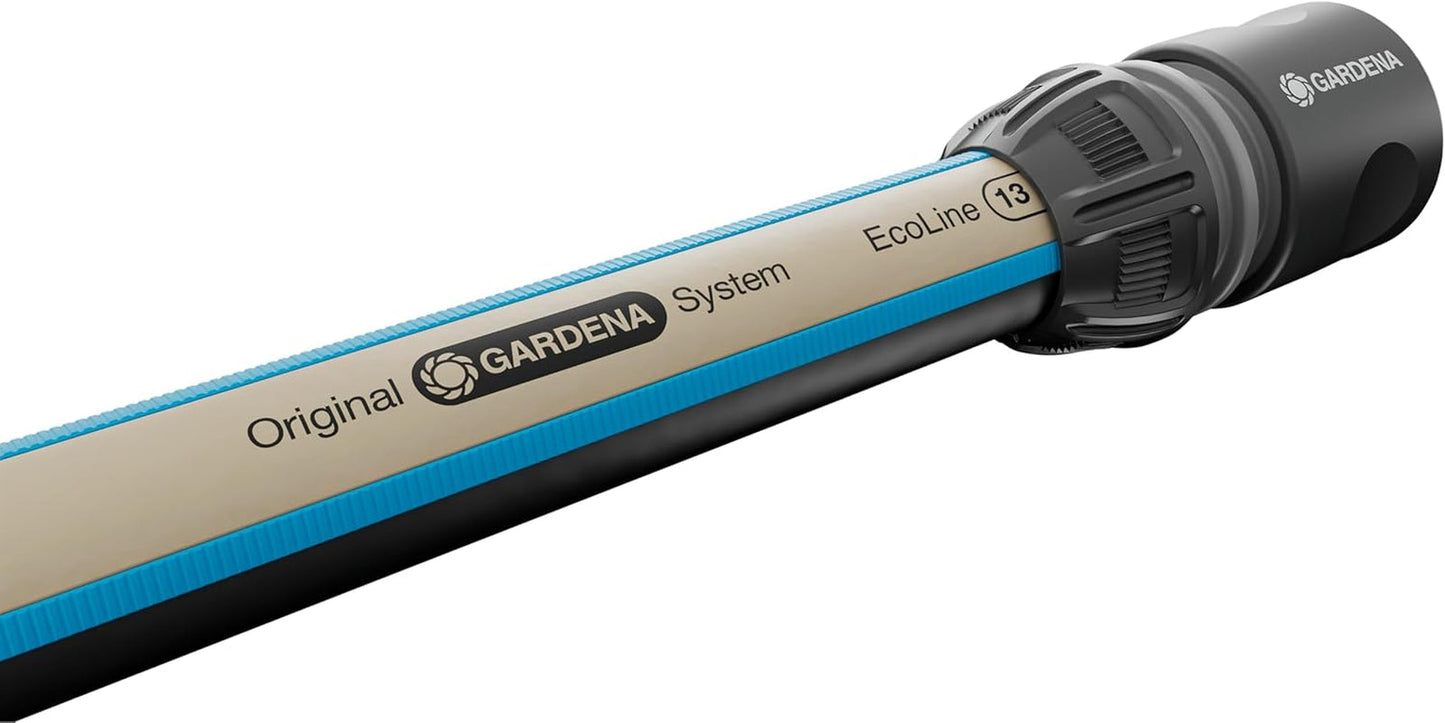 Gardena EcoLine slange 1/2 tomme, 20 m uden systemkomponenter: Bæredygtig haveslange lavet af genbrugsplast, fri for ftalater og forurenende stoffer, stærk grebsfunktion, frost- og UV-bestandig (18930-20)