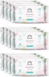 Naty Shop Mama Bear Sensitive Babyservietter uparfumerede 64 tal (pakke med 12)