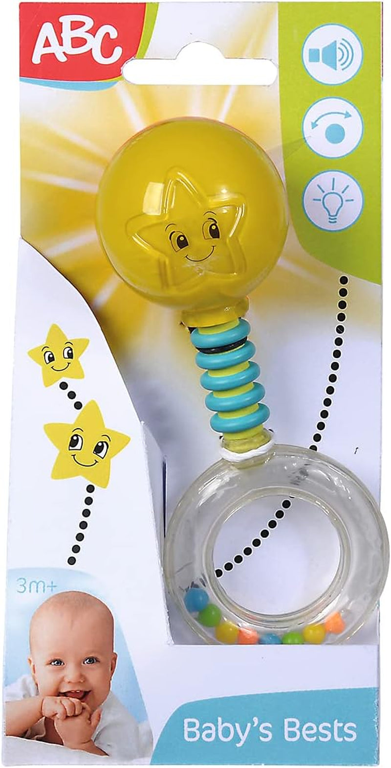 Simba 104010060 - ABC lyser rangle, lyser ved rystet, 14cm, babylegetøj, babyrangle, første udstyr, fra 3 måneder, gul Jucarii Bebe Naty Shop Standard titel