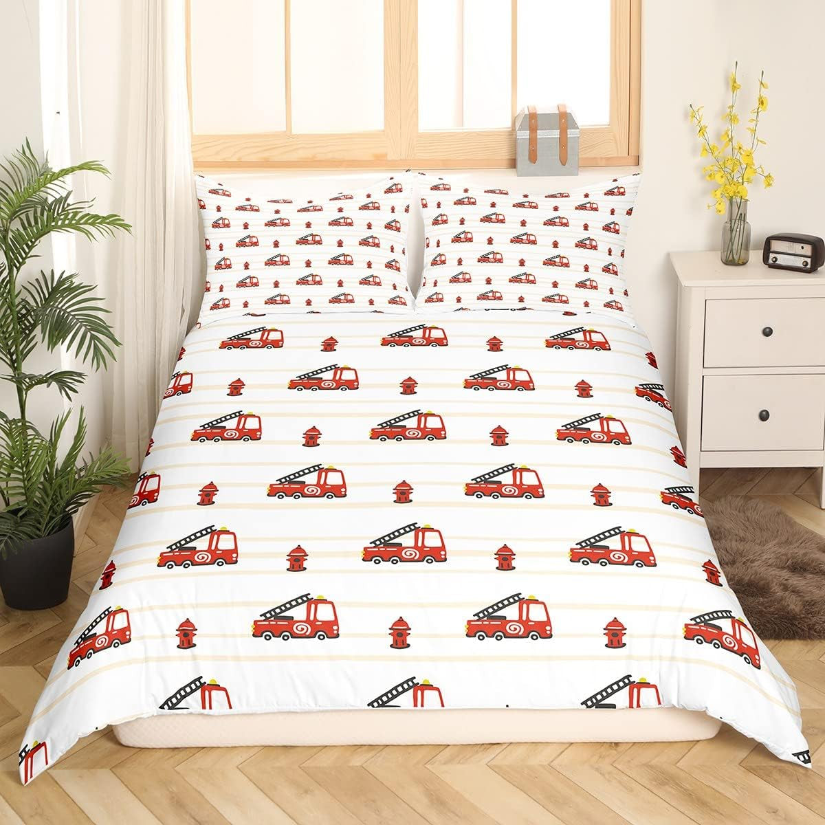 Jungen Cartoon Auto Sengetøj Sæt 135X200,Kinder Bau Fahrzeuge Tröster Abdeckung Für Kind Kleinkind Teens,Dinosaurier Bettbezug,Traktor Maschinerie Bagger Bettdecke Abdeckung,Lkw Autos Bedtuchen Naty Shop Multi 1 200*200+80*802