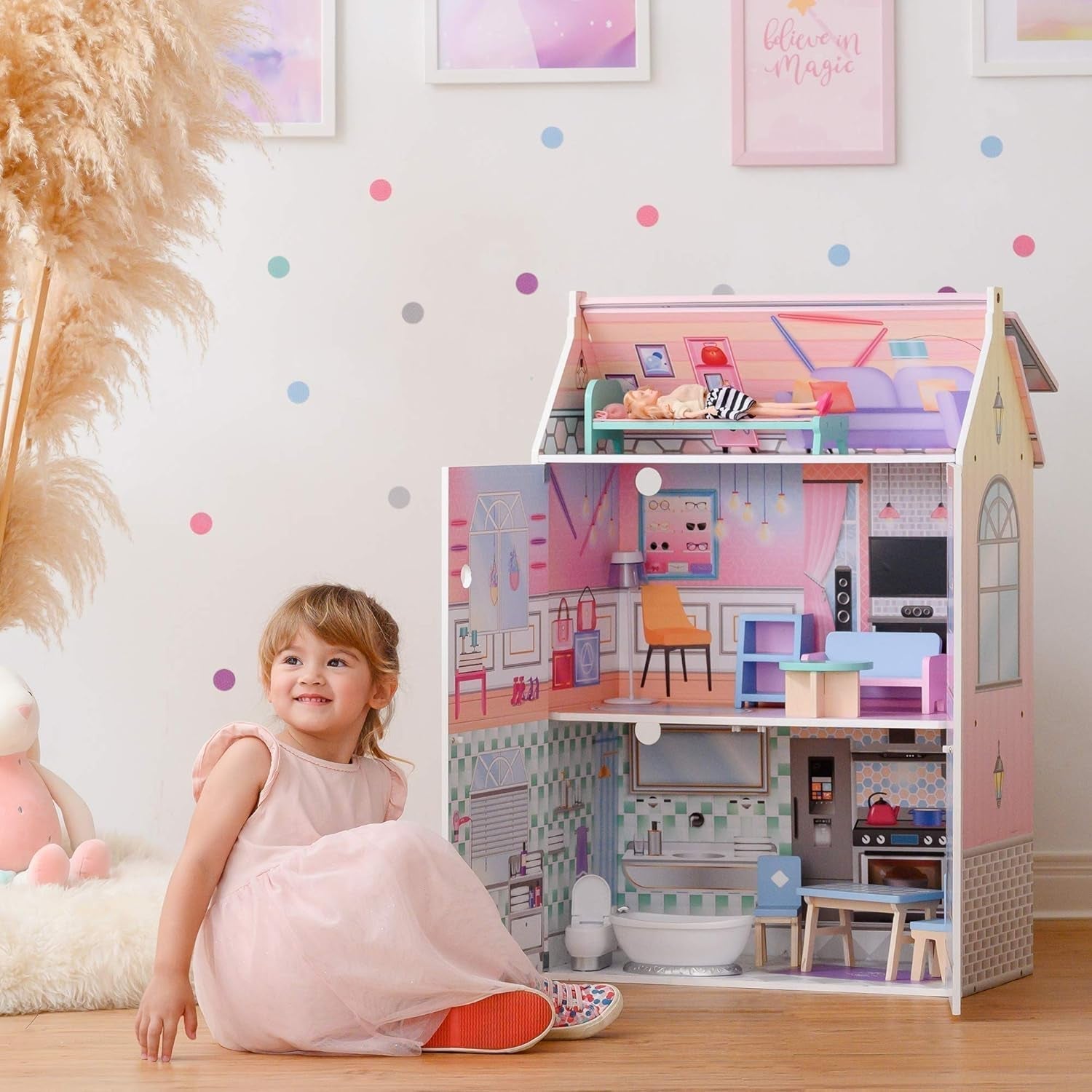 Olivias Little World Glasshouse Kids 12" dukkehus og 10 dukketilbehør 3,5" Multi Td-12518D dukkehuse Naty Shop