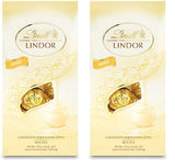 Lindt hvide chokoladekugler LINDOR | 137g pose | Ca. 10 hvide chokoladekugler med smelte-i-mund-fyld | Chokolade gavesæt | Chokoladegavesæt (pakke med 2)