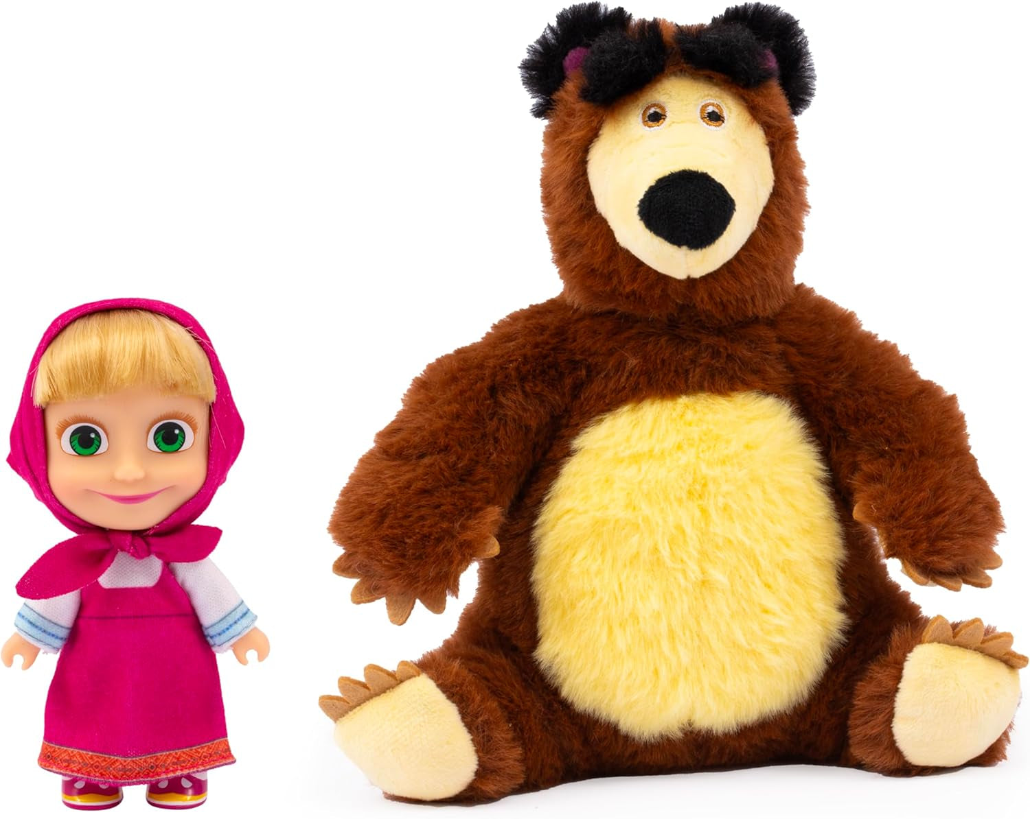 Masha og Michka 12 cm Masha dukke og 20 cm Bärka plyslegetøj til børn fra 3 år og op MHA21