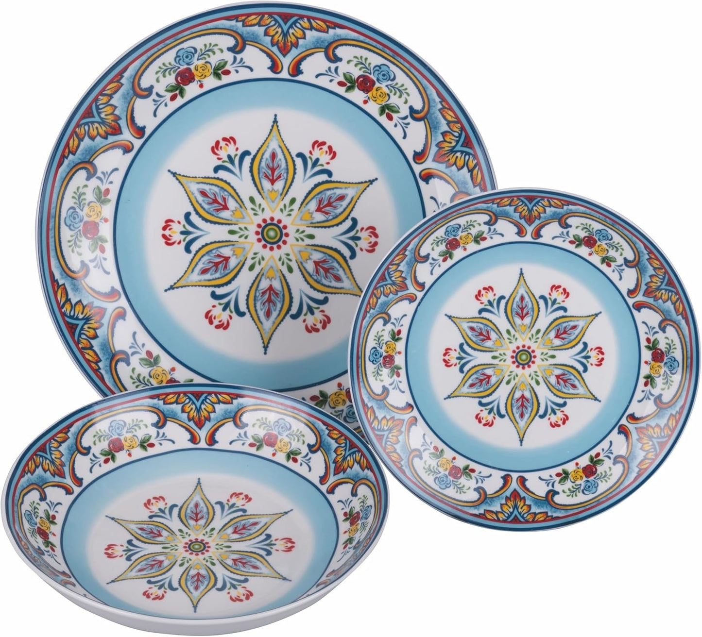 Porcelænsservice med 18 stykker, 6 forskellige sæt tallerkener, Andalusia