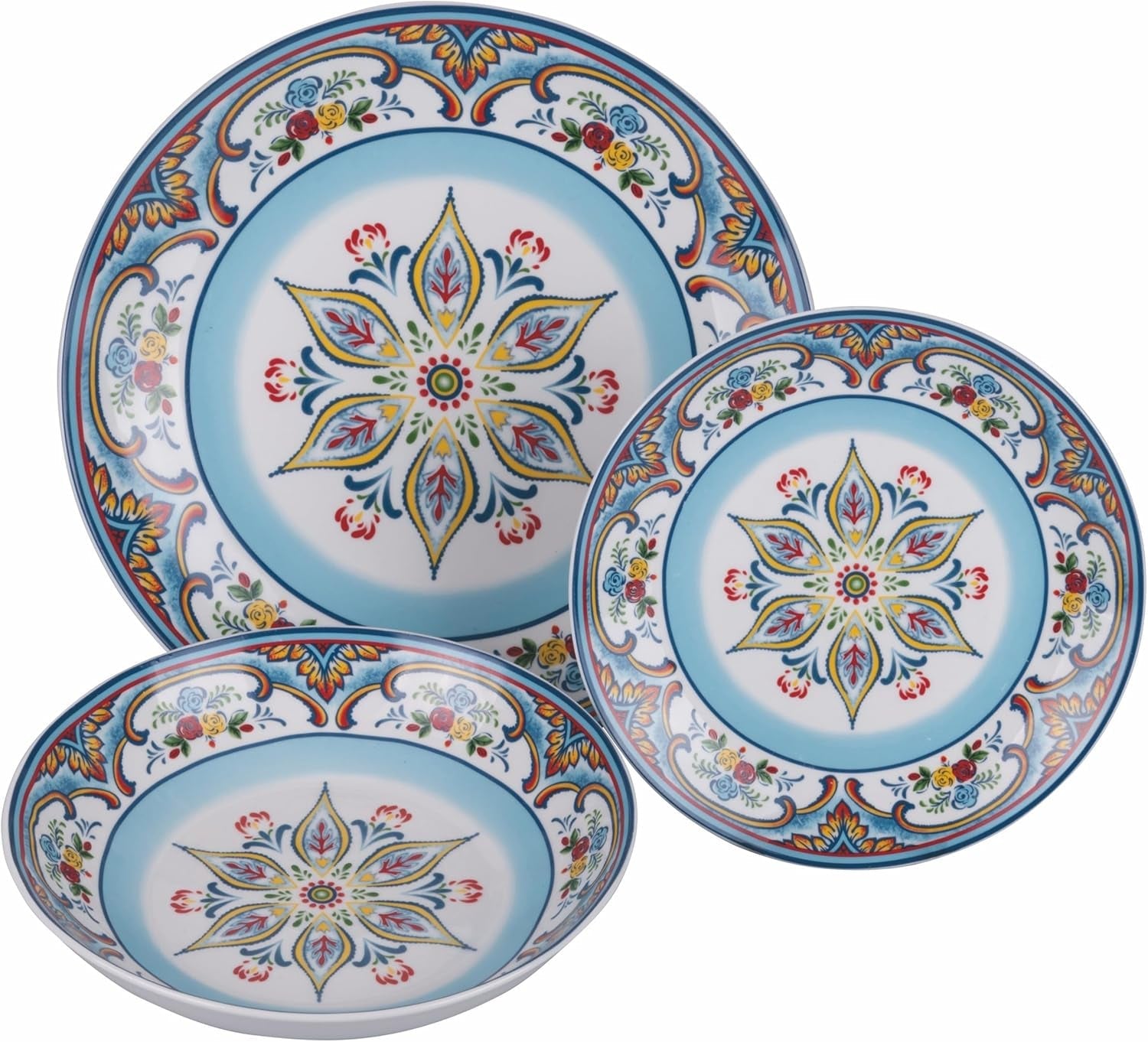 Porcelænsservice med 18 stykker, 6 forskellige sæt tallerkener, Andalusia
