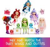 Rainbow High Littles Rainbow Fantasy Fairy and Pet - Emerald, Green - 14 cm artikuleret lille Fantasy Dragon Dukke med udskiftelige Fairy Wings, sød gave til børn fra 4 år og opefter