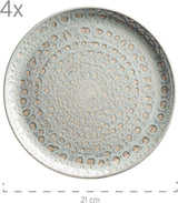 MÄSER 931744 Spicy Market Series, håndmalet porcelænssæt til 4 i vintage middelhavsdesign, 16-delt keramisk kombinationssæt, grønt, stentøj