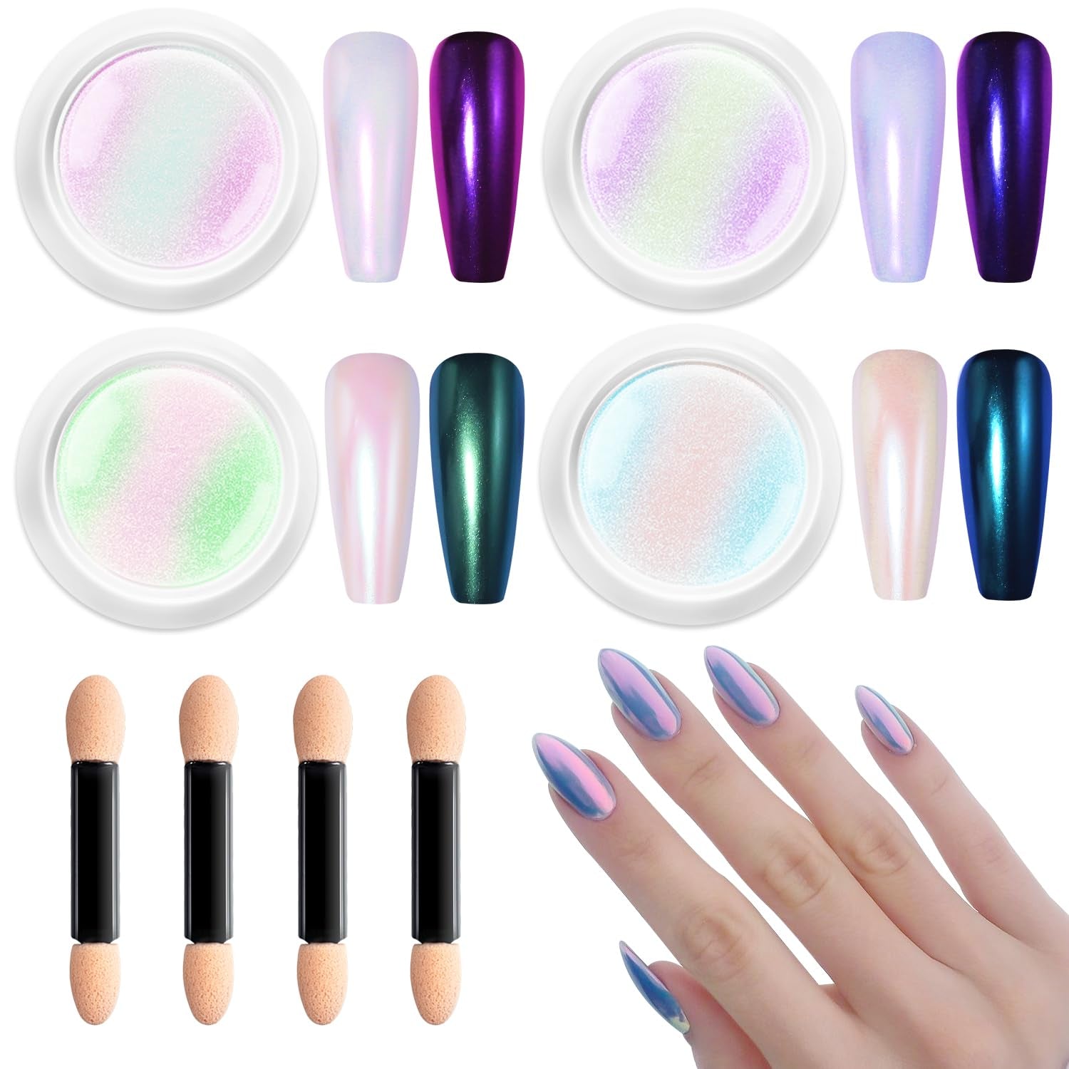 BISHENGYF Rose Gold Chrome Nail PowderNeue Upgrade Grosse Kapazitä Chrom PulverSuper-Spiegeleffekt Metall Mirror Chrome Powder – Neon Glassy Pearl Effect Glitter Nagelkunst Pulver Für DIY Salon