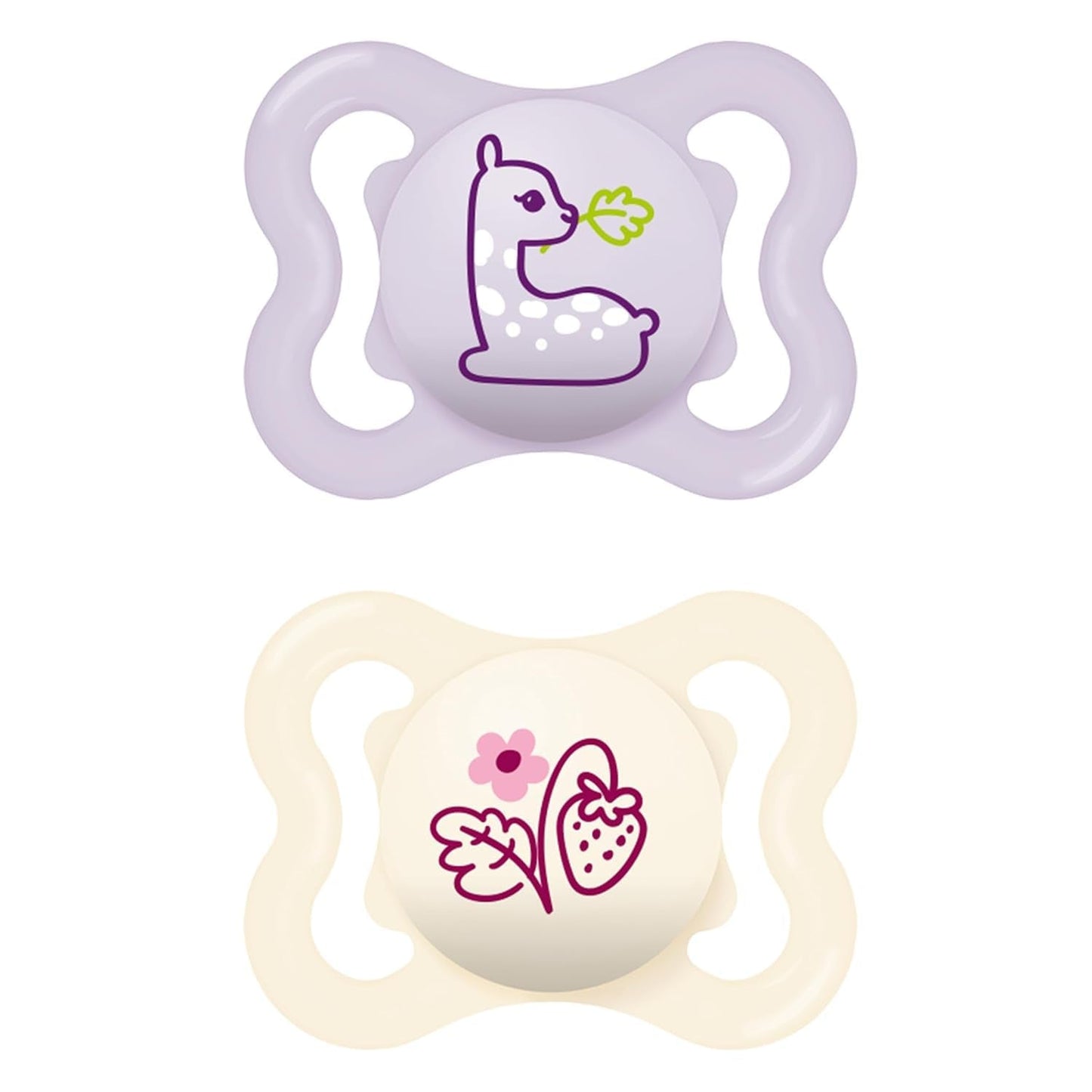 MAM Air Silikonesut 2 Pack Ekstra let og luftigt design Tandvenlig babysut Lavet af MAM SkinSoft Special Silikone med sutteæske 6-16 måneder Bjørn/næsehorn