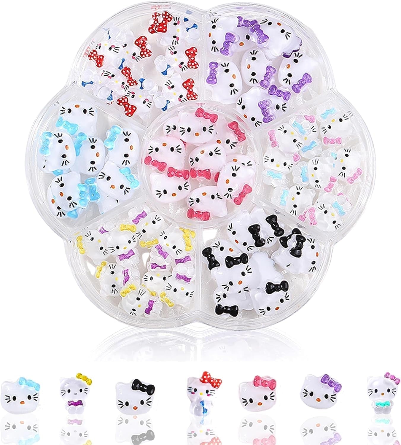 3D-katte-negleklistermærker, negleglimmer, pailletter, harpiks-negleklistermærker, neglesten, diamanter til neglekunst, inklusive rhinestone-neglevoksstift (farverig kat)
