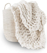 Chunky strikket tæppe, plaid, 100% håndstrikket med jumbo chenille garn (127 X 152,4 Cm, lilla grå) Senge og dyner Adyrescia Creme White 60 "X80"