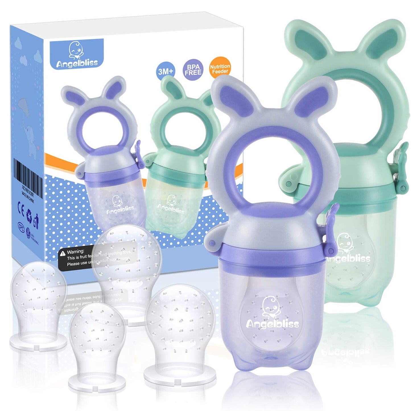 Tétine Pour Bébé/Tétine à Fruit/Tetine Grignoteuse Bebe/Tétine D'alimentation Pour Bébé - Toy de Dentition Pour Bébé, Sans BPA (pakke med 2)