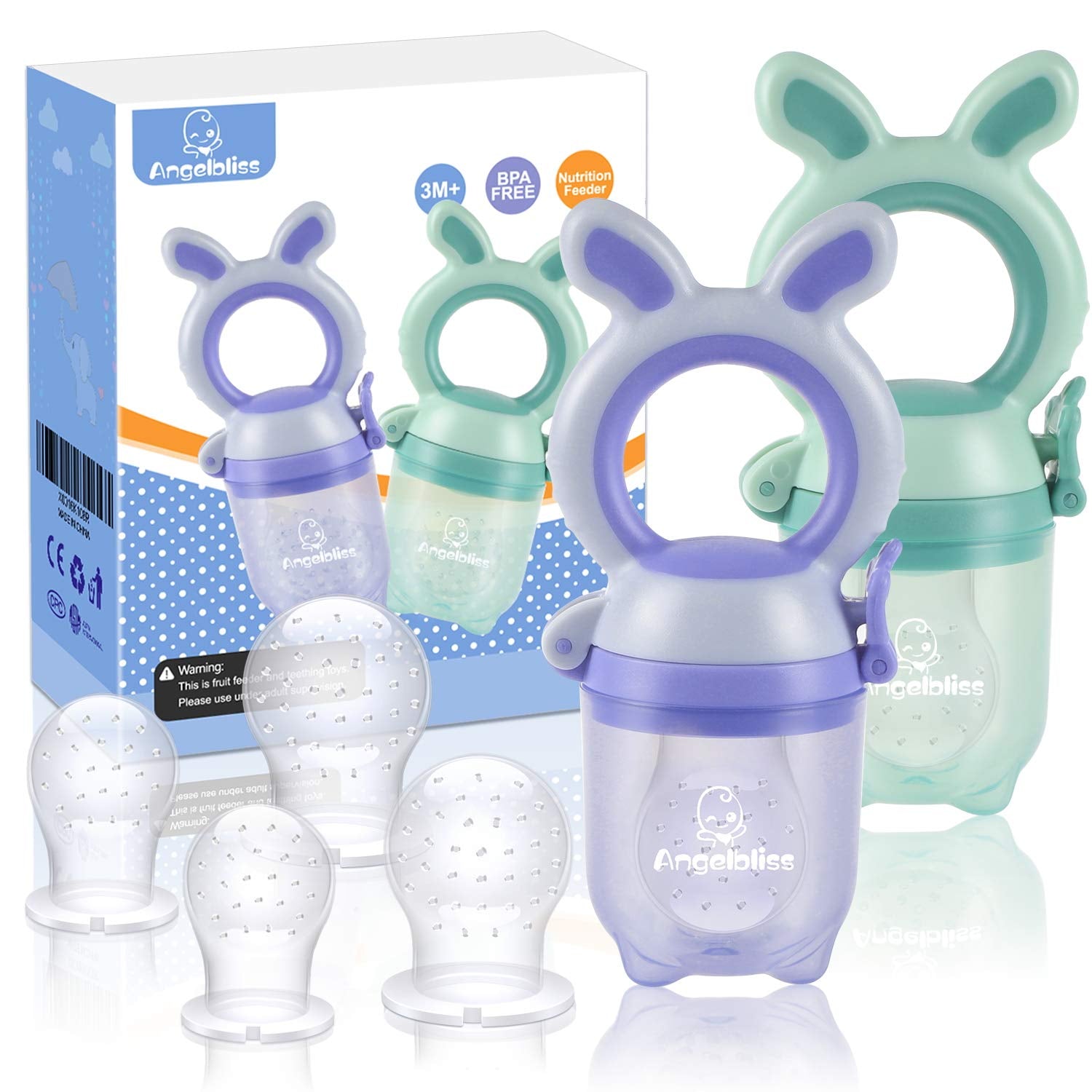 Tétine Pour Bébé/Tétine à Fruit/Tetine Grignoteuse Bebe/Tétine D'alimentation Pour Bébé - Toy de Dentition Pour Bébé, Sans BPA (pakke med 2)