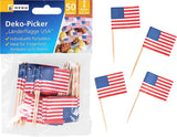 HEKU 191-stk. USA Festsæt I Papirtallerkener Ø23Cm, Røde Kopper, 3-lags servietter 33X33Cm, Dekorationsvælger, Vimpelkæde 10M I Perfekt til temafester og nationale helligdage