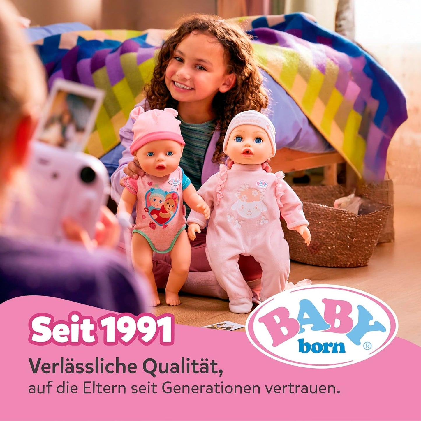 Baby Born Rosie blød dukke 30 cm med 6 lyde og flaske, pink