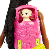 Barbie HDF74 Twin Pack Dukke! Brooklyn Camping Doll (brunette med flettede pigtails, ca. 29 cm) med hvalp, rygsæk, sovepose, 10 campingtilbehør, gave til børn fra 3 år og opefter