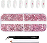 Beadsland 2500 stk Glas Nailart Strasssteine ​​​​Kristall Flatback Edelsteine ​​​​Runde, ​​Für Handwerk Gemischt 8 Größen SS4 ~ SS30 Mit Picking Pinzette Und Stift (Kristall Weiss)