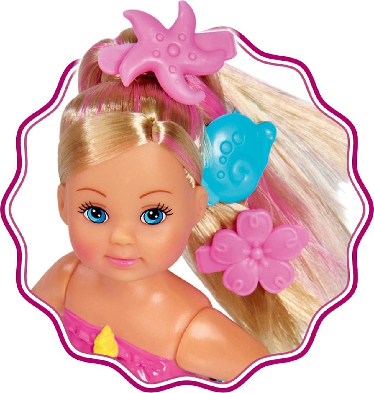 Simba 105733318 - Evi Love Swimming Havfrue, Evi som en havfrue, Kan svømme rigtigt, Med fiskefigur, Påklædningsdukke, 12cm, Til børn fra 3 år og opefter Dukker Naty Shop