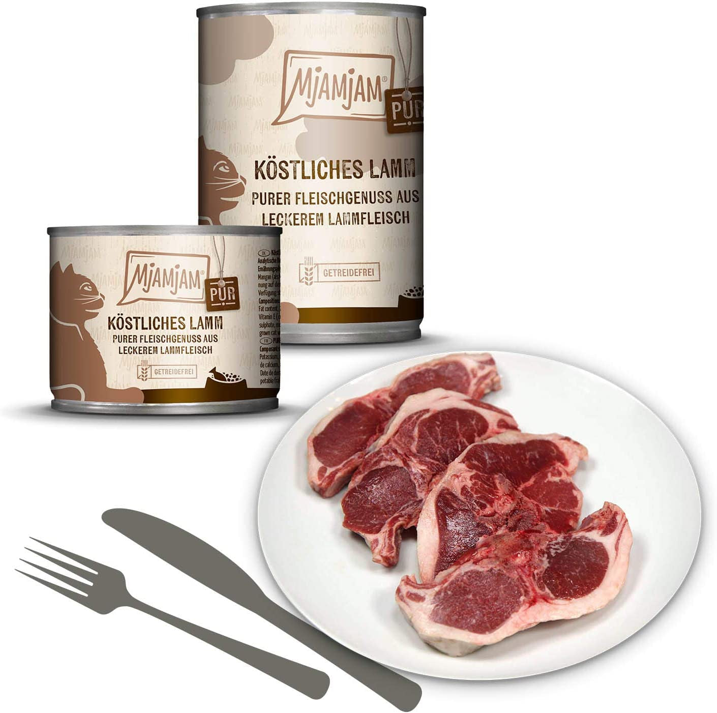 MjAMjAM - Premium våd kattefoder - Pakke Mix V - Pure Meat Delight 6 Pack (6 x 400 g) Kornfri med ekstra kød