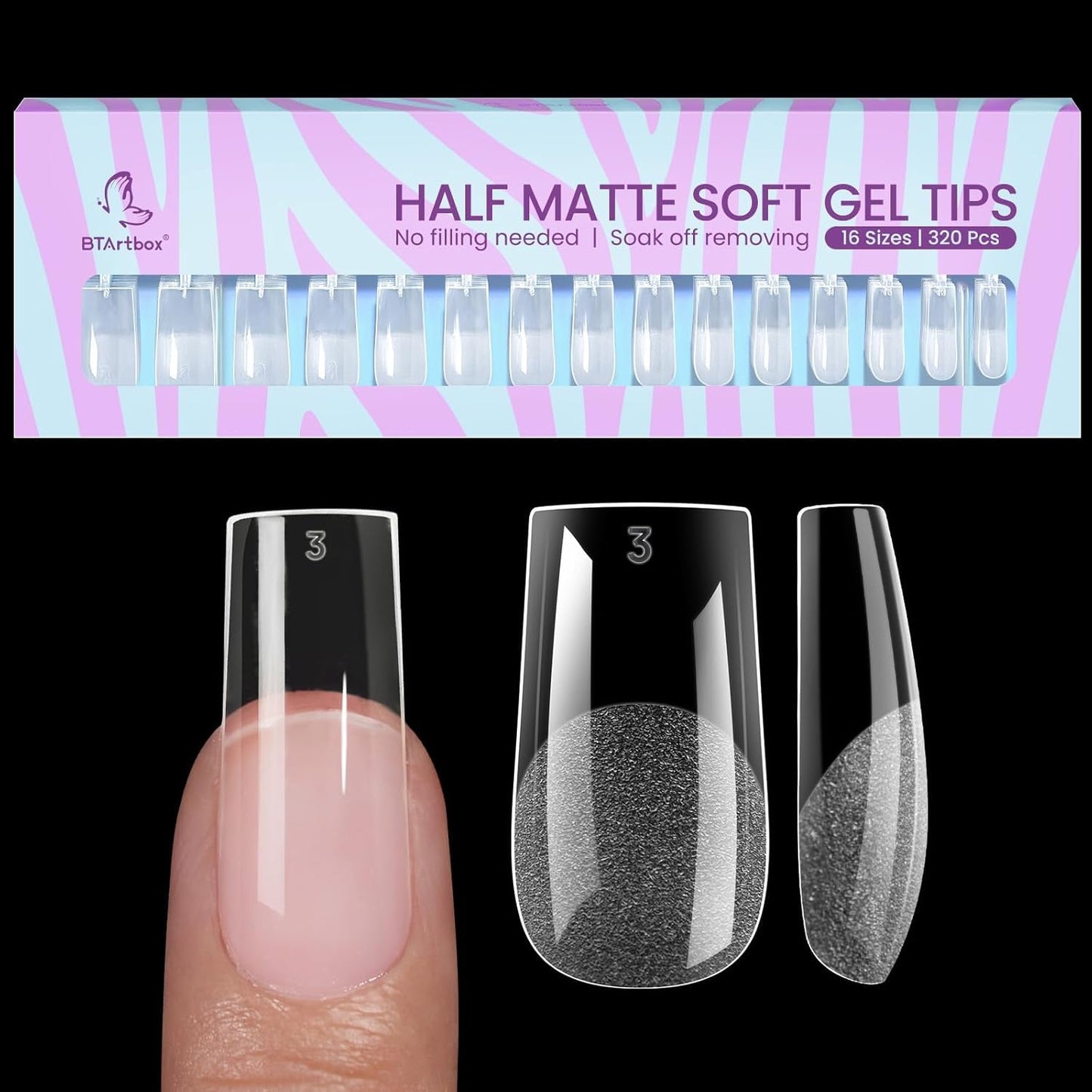 Btartbox Extra Short Mandel Neglespidser - Full Cover Gel X Soft XS Gel Neglespidser - Forformede Semi-Mat Til Brede Negle Salon 320 Stk