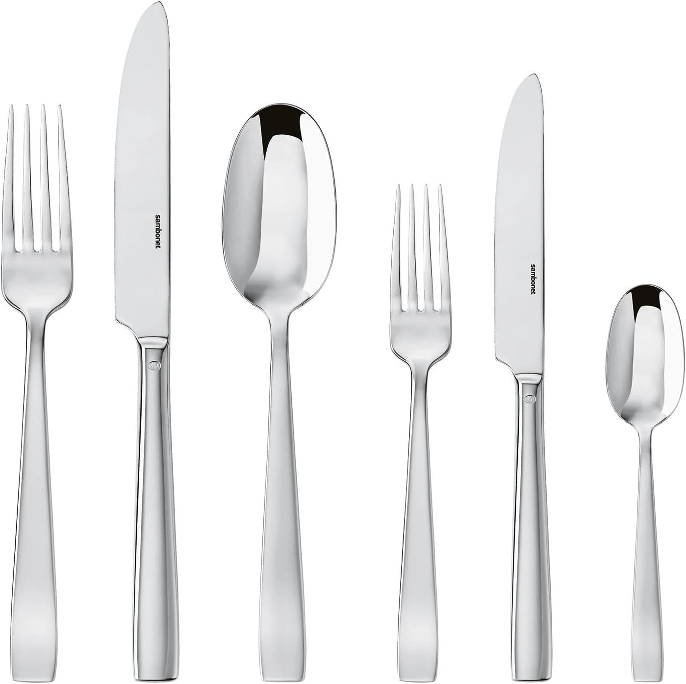 Sambonet 62512-83 fladt monoblok bestiksæt, 36 stykker, 18/10 rustfrit stål, Tåler opvaskemaskine Køkken Naty Shop