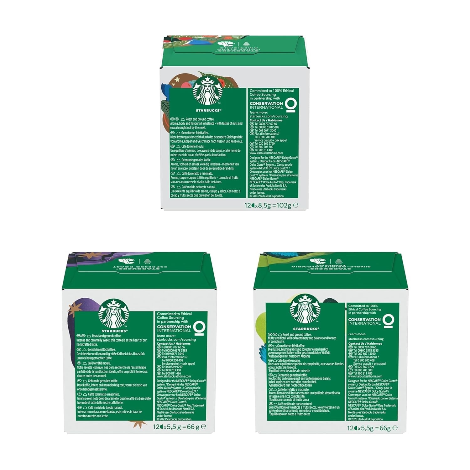 STARBUCKS Probierset, Espresso-Varianten af ​​Nescafé Dolce Gusto Kaffeekapsel 6 x 12 (72 Kapsel) - Exklusiv bei Amazon