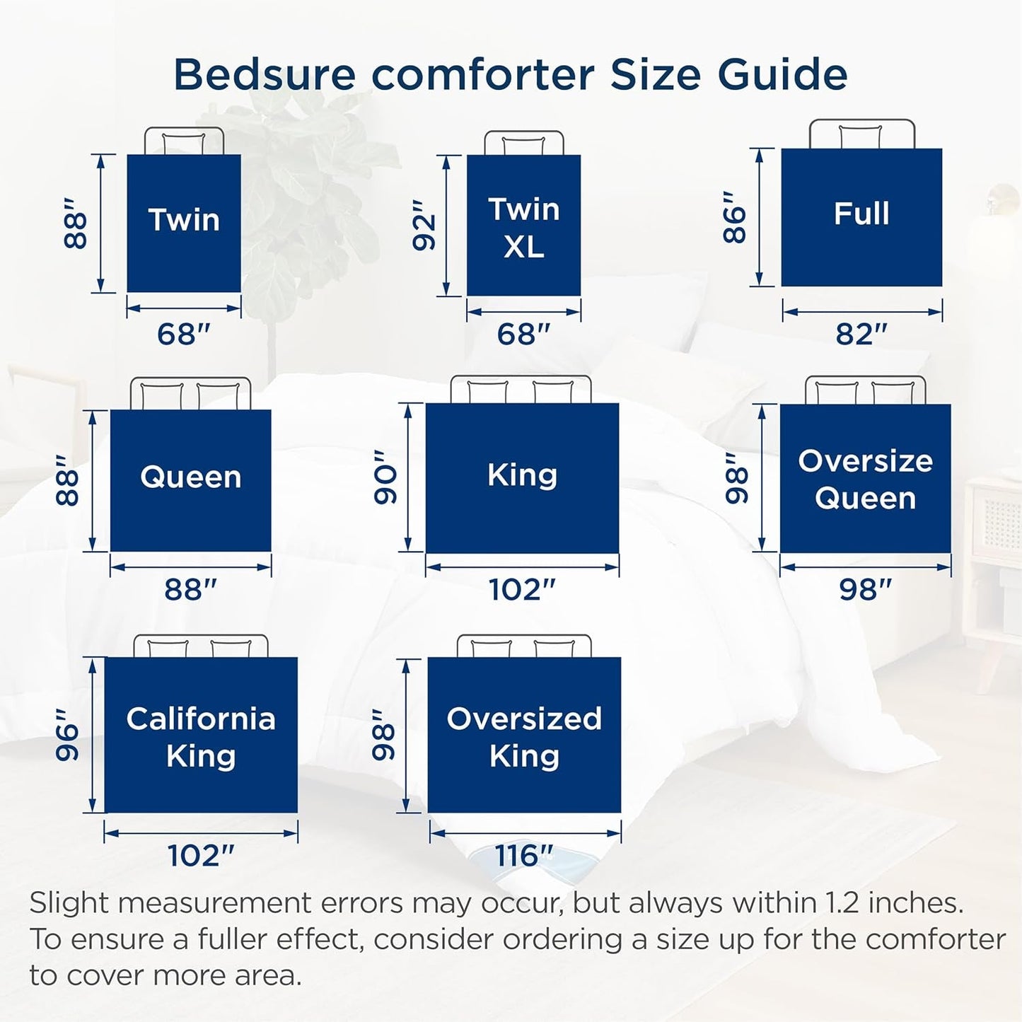 BEDSURE Quiltet Quilt Hel/Dronning (88"X88") Hvide dyner og dyner Naty Shop