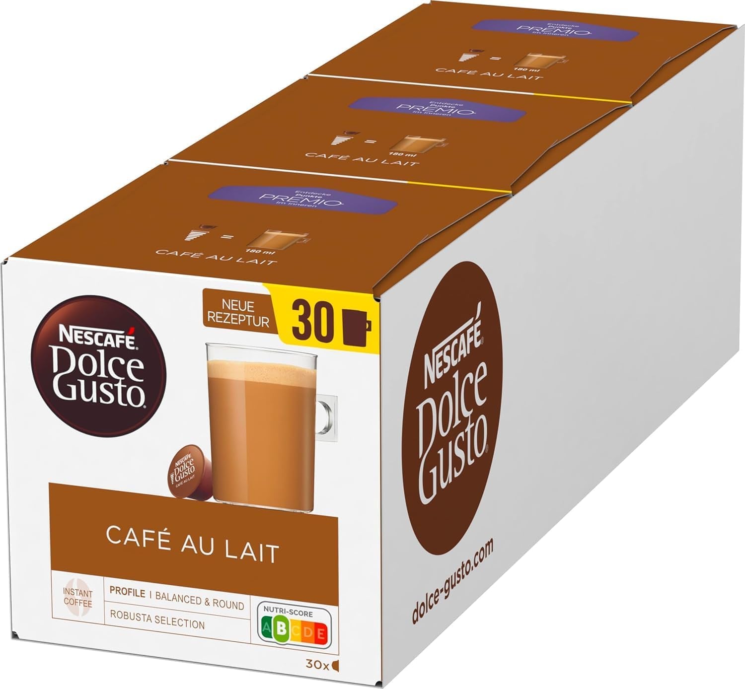 Krups KP3405 NESCAFÉ Dolce Gusto Genio S Plus Kapselmaskine, Espresso Boost, Temperaturvalg, Varme og Kolde Drikke, 15 Bar Pumpetryk, 0,8 L Vandtank, 1500Watt, Farve Rød med Café au Lait