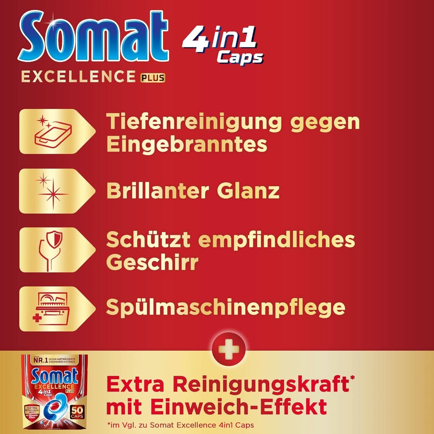 Somat Excellence plus 4In1 Caps (50 Caps), Naty Shop opvasketabletter
