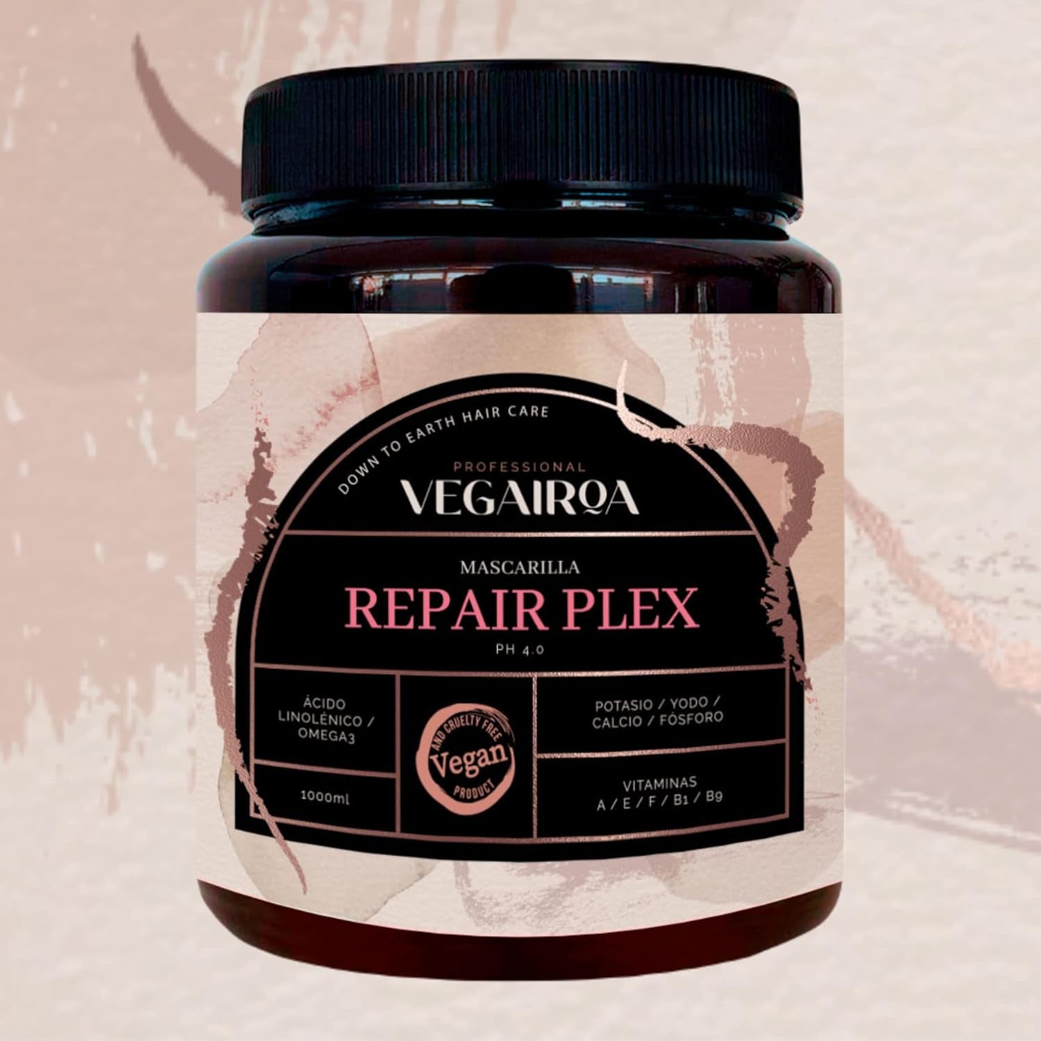 VEGAIROA - Repair Plex Mask - Extreme Repair Mask - Fugtgivende og nærende - Frizz Protection - Til kemisk behandlet hår - Professionelt vegansk frisørprodukt - 1000g Naty Shop Hair Mask