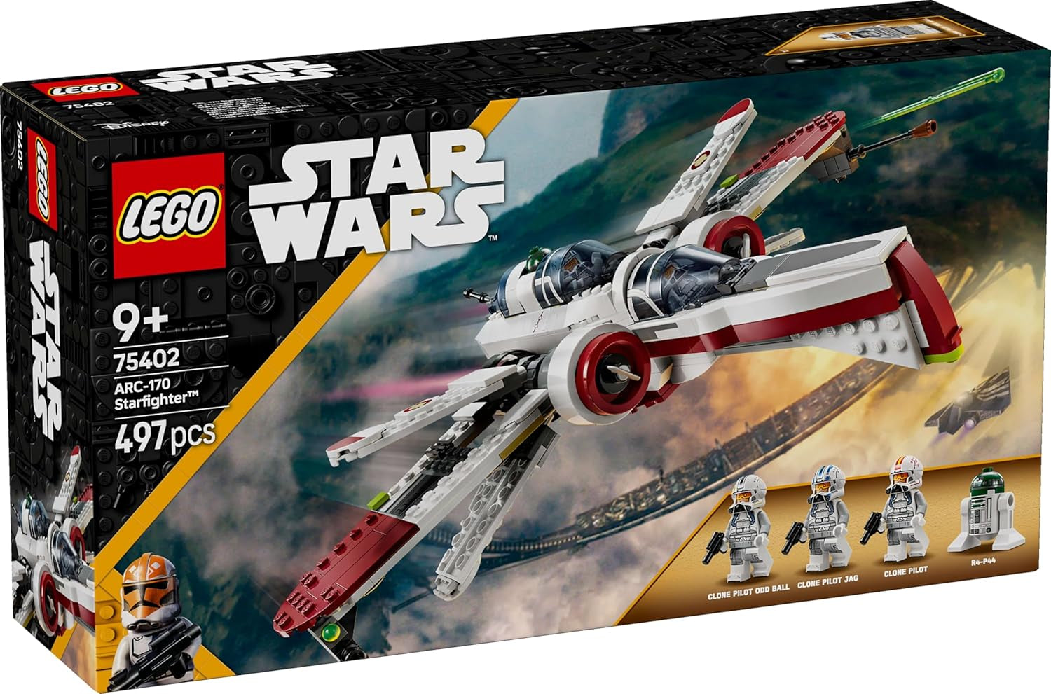 LEGO Star Wars 75402 ARC-170 Starfighter-legetøj med 4 minifigurer inklusive klonpilot og droid R4-P44, samlerobjekt, gave til Revenge of the Sith-fans og drenge og piger i alderen 9+ Byggesæt Beuche den LEGO-Store