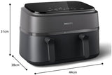 Philips Airfryer Dual Basket 3000 Series, 9L, 2 kurve, 2 fade klar på samme tid, Rapidair-teknologi plus varmluft Hvidevarer Naty Shop