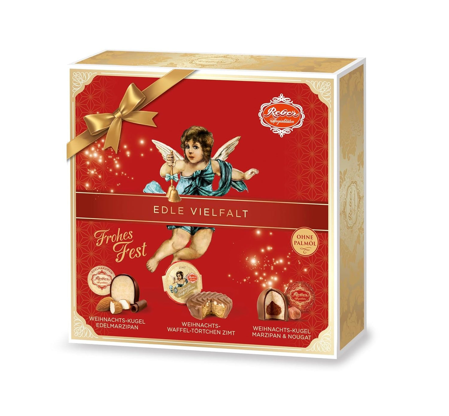 Reber Mozart kugler med mørk chokolade, pakke med 6 med marcipan og nougat, vegansk - 1 x 120 g