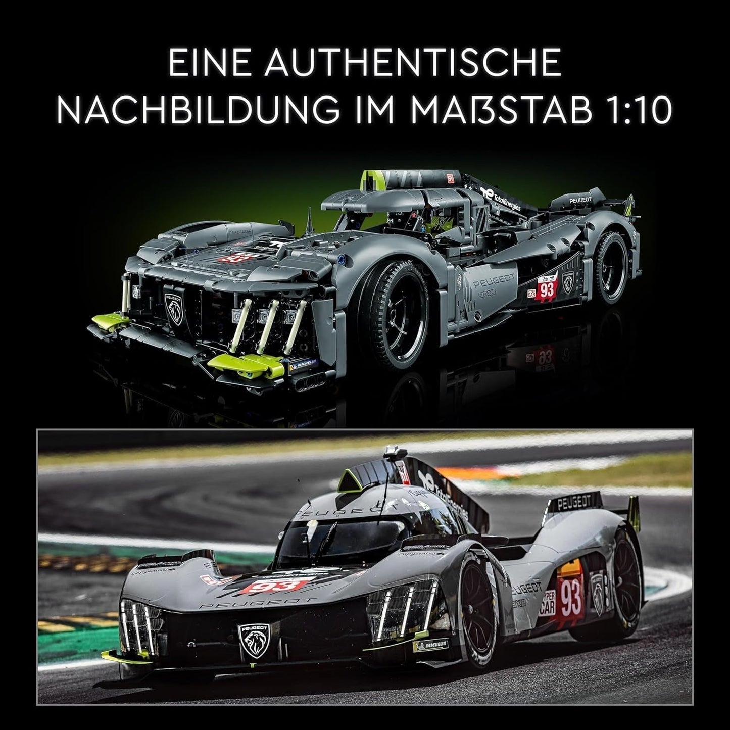 LEGO 42156 Technic Peugeot 9X8 24H Le Mans Hybrid Hypercar Legendarisk racerbil Voksenmodelsæt 1:10 Motorsportsbil Samlerobjekt til avancerede spillere Byggesæt Besuche den LEGO-Store