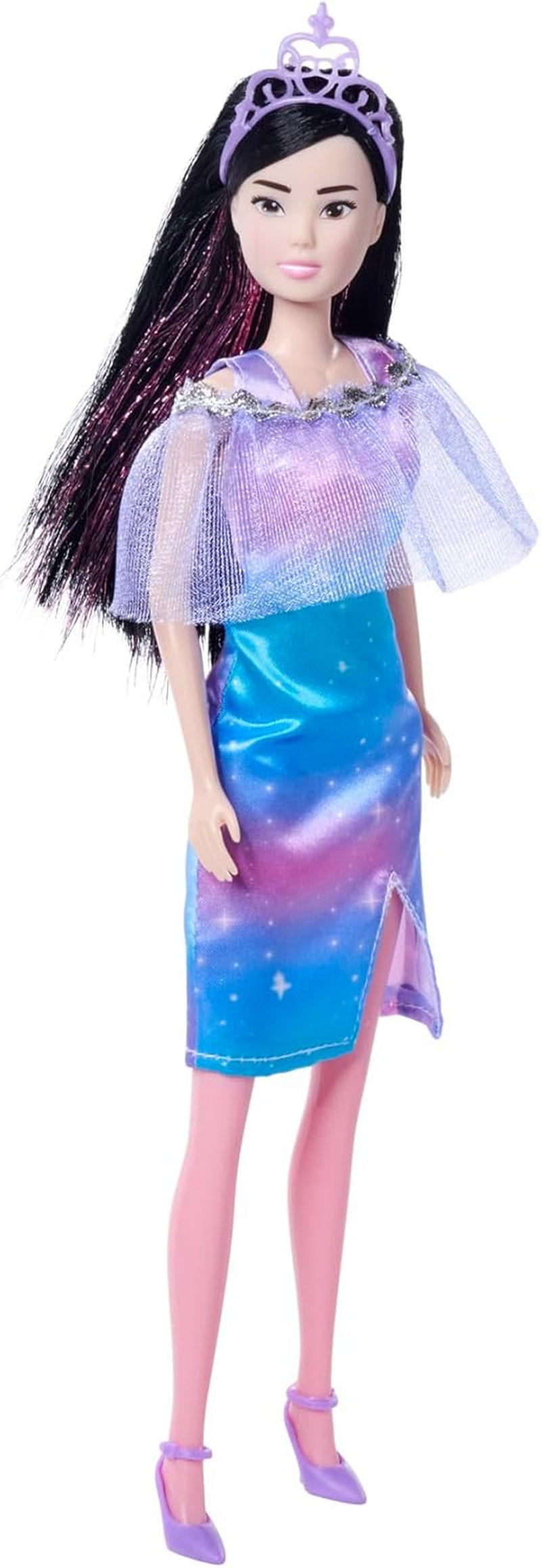 Simba Steffi Love Fantasy Princess, 4 assorterede farver, kun én genstand sendt, prinsessedukke med kappe og glitterstriber, 29 cm, 3+