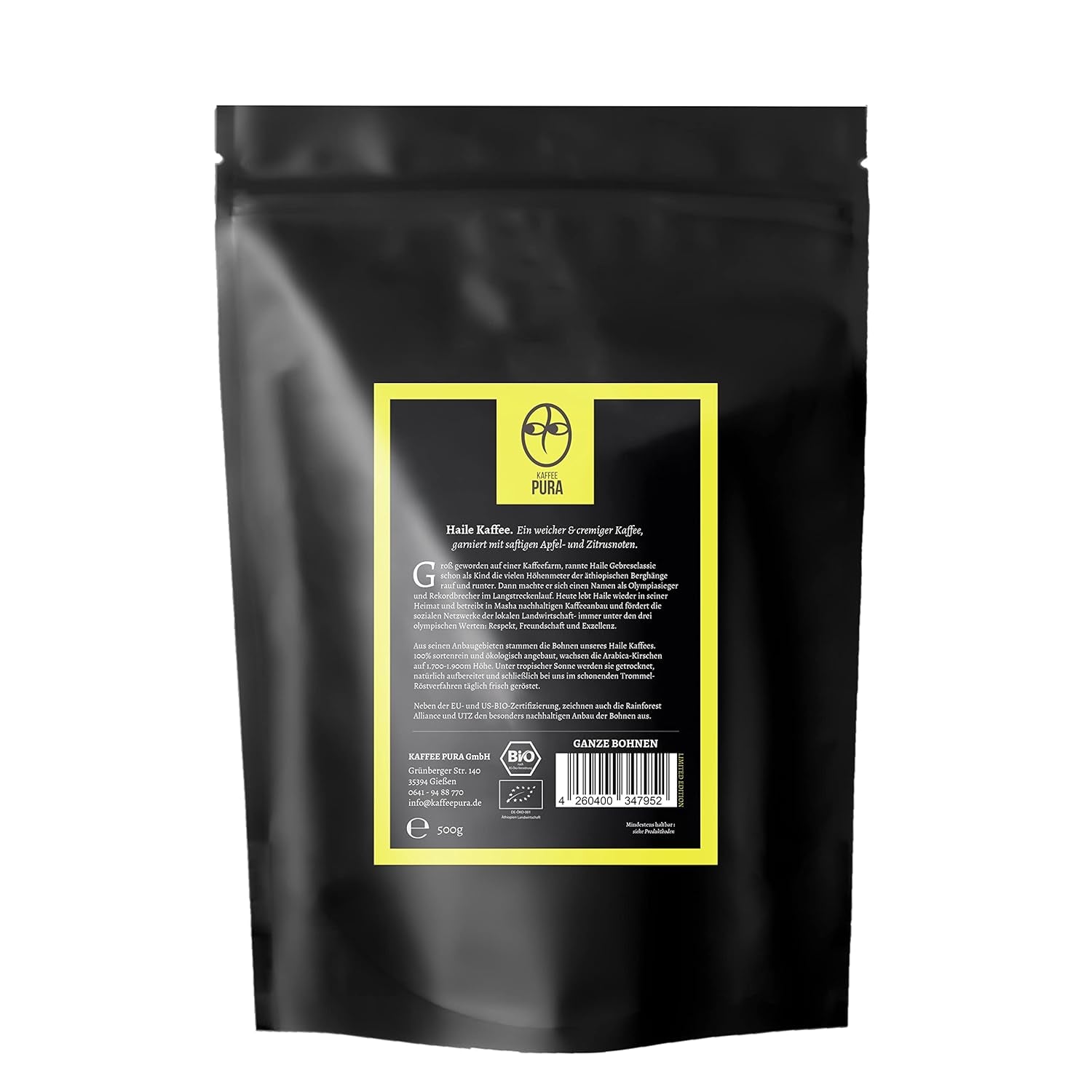 Masha kaffe fra Haile-bio, hele kaffebønner 500g