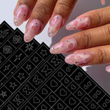 6 ark Airbrush-skabelon Nail Stickers, Butterfly Flame Stars Heart Stars Nail Stickers Printing Stencil Tool Nail Art Selvklæbende Stickers til Kvinder Nail Art Design Stickers