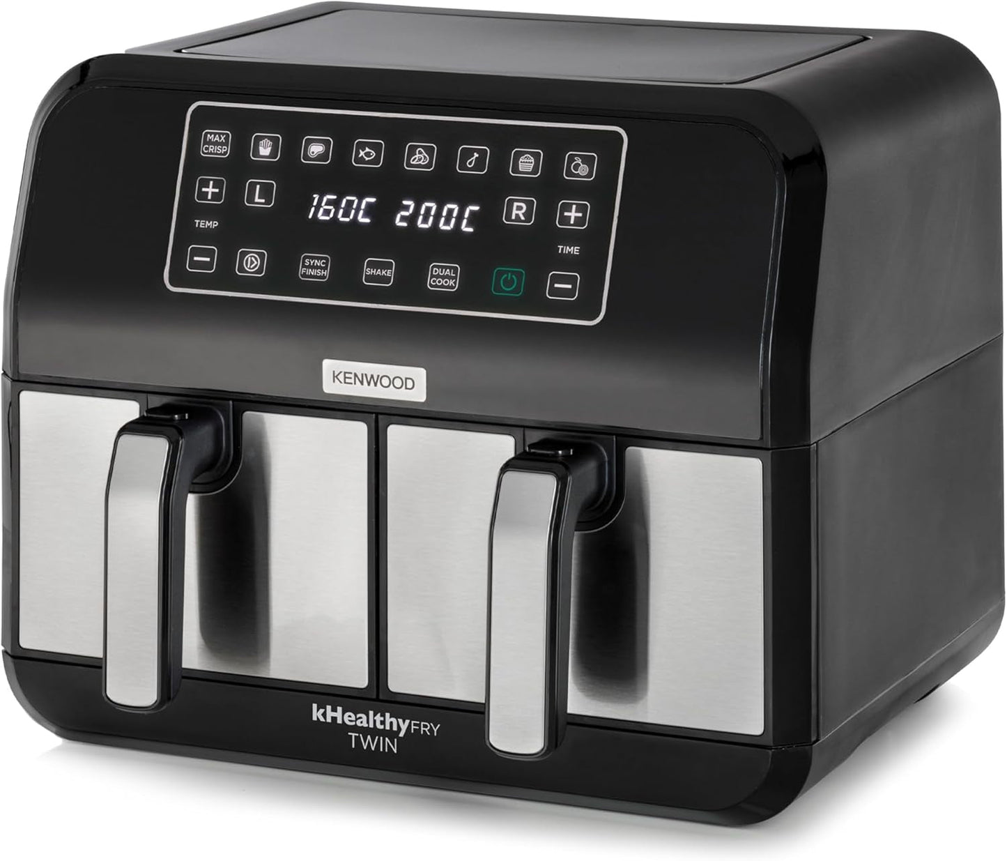 Kenwood Khealthy Twin Airfryer, 8L (2X4L), dobbeltkammer, 8 programmer, Dual Cook & Sync Finish-funktion, touchskærm Apparater Naty Shop Standardtitel