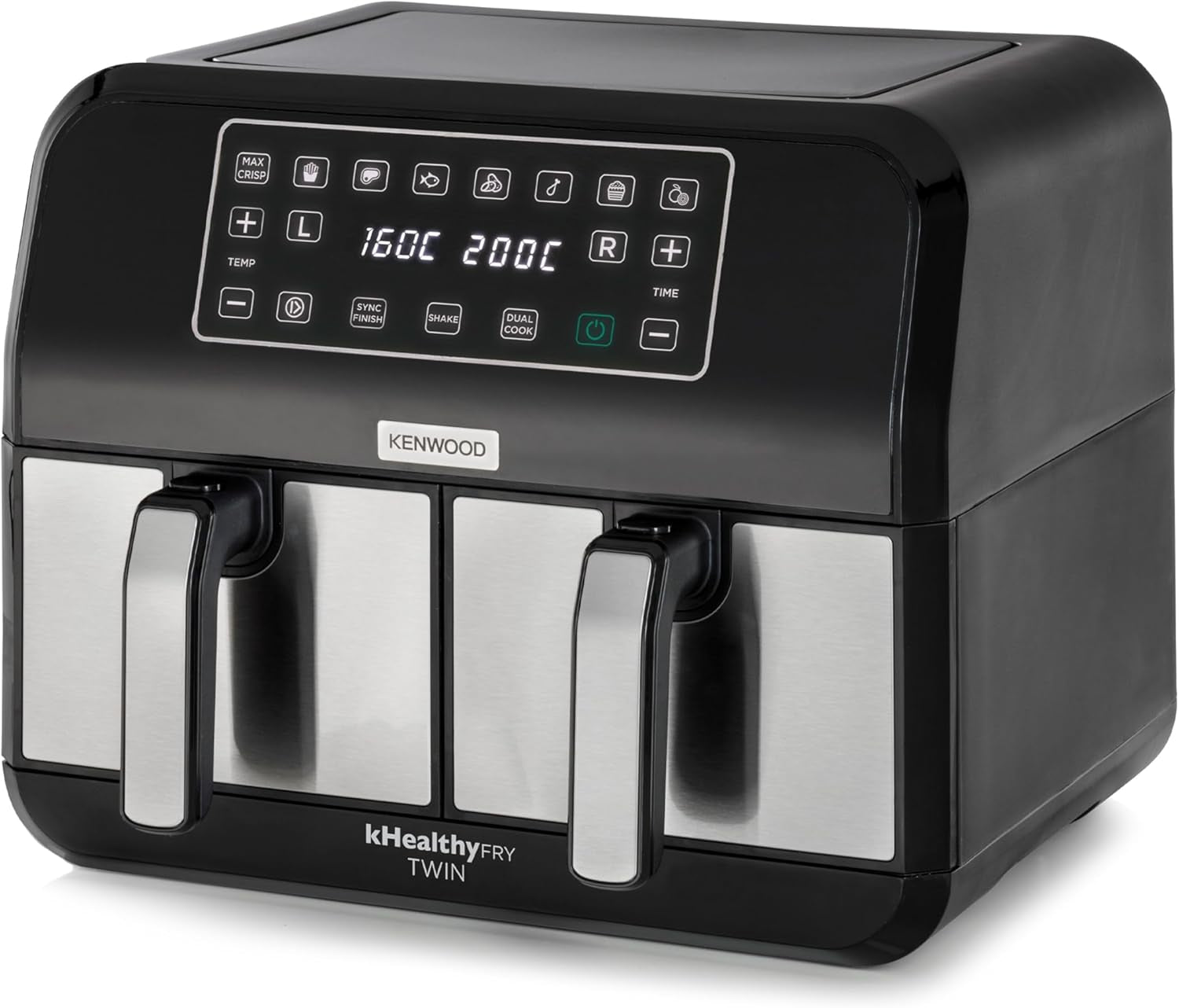 Kenwood Khealthy Twin Airfryer, 8L (2X4L), dobbeltkammer, 8 programmer, Dual Cook & Sync Finish-funktion, touchskærm Apparater Naty Shop Standardtitel