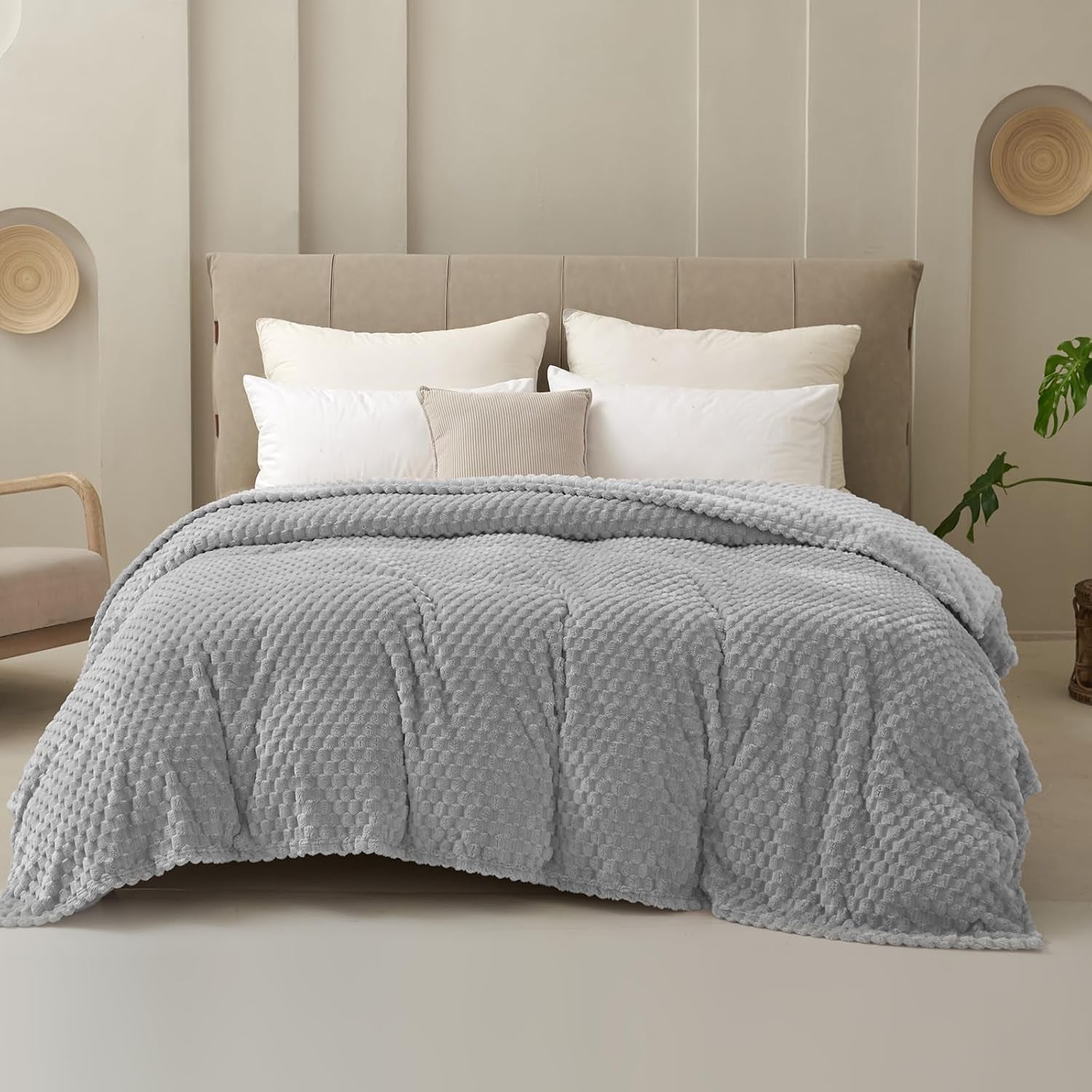 Good Nite Comfort Tæppe Fluffy Blanket 150 X 200 cm Blødt Microfiber Sengetæppe Sofa Tæppe Comfort Tæppe Varmt Fleece Tæppe til Sofa og Seng Soveværelse Kontor Grå God Nite Senge og Tæpper
